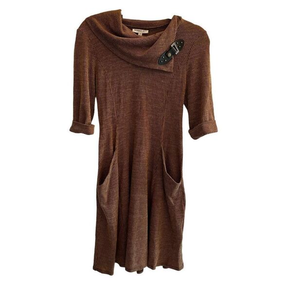 Robbie Bee Dresses & Skirts - New Robbie Bee Corded Mustard Brown Black Tunic Dress Women’s Size Small